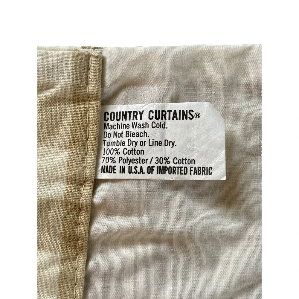Window Valance Country Curtain Cabin Decor Plaid Tan 14 x 40 Rod Pocket Lined